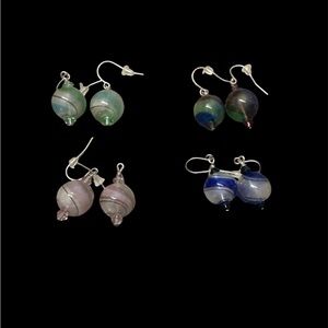 Elegant Multicolor Glass Earrings Set